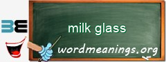 WordMeaning blackboard for milk glass
